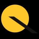 A yellow circular object with a black pointer or needle pointing towards it, resembling a gauge or dial.