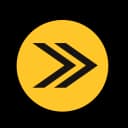 Yellow circle with two black right-pointing arrows inside.