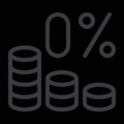 Zero VAT coins outline icon