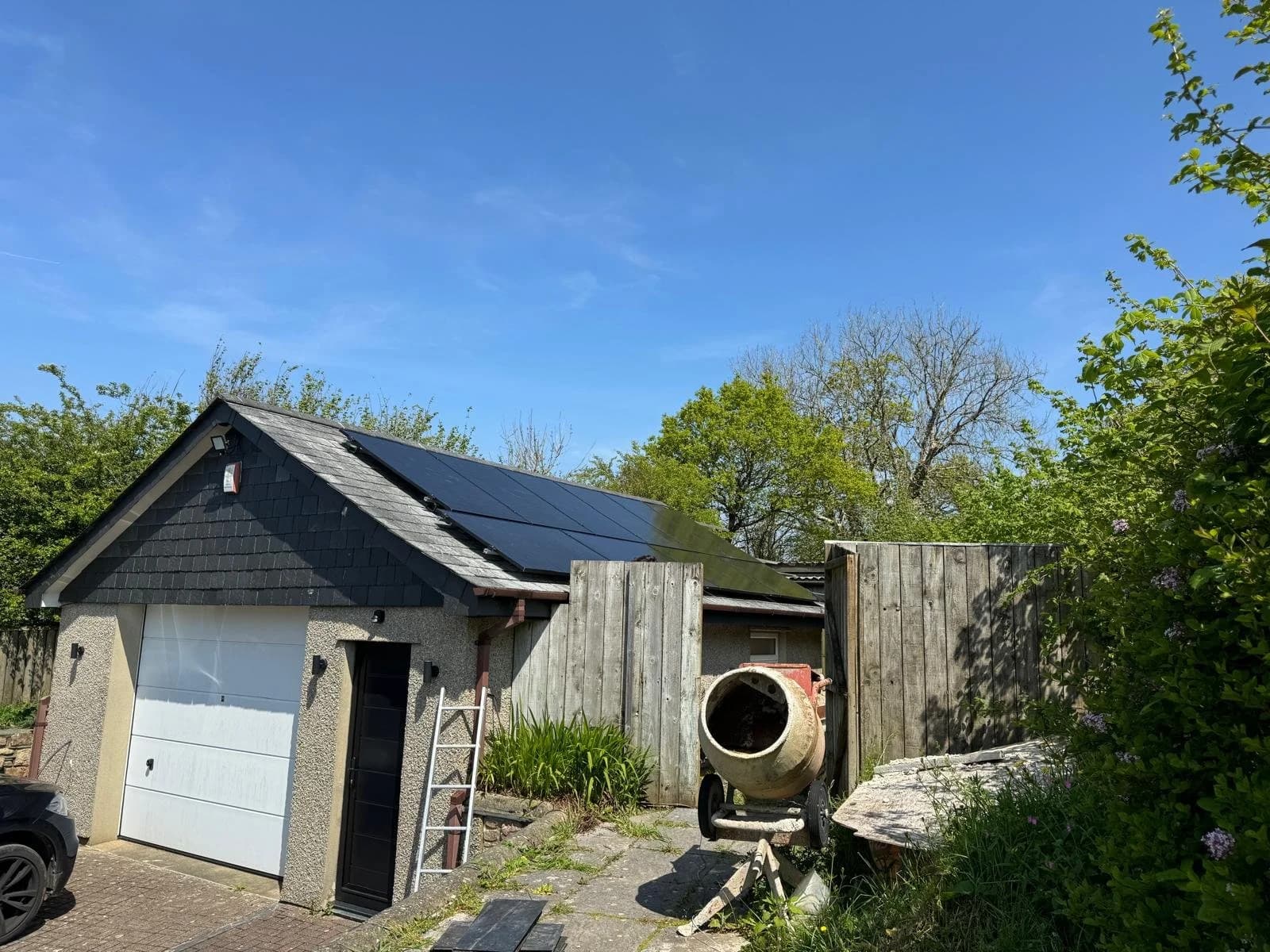 Residential solar panel installation on home roof