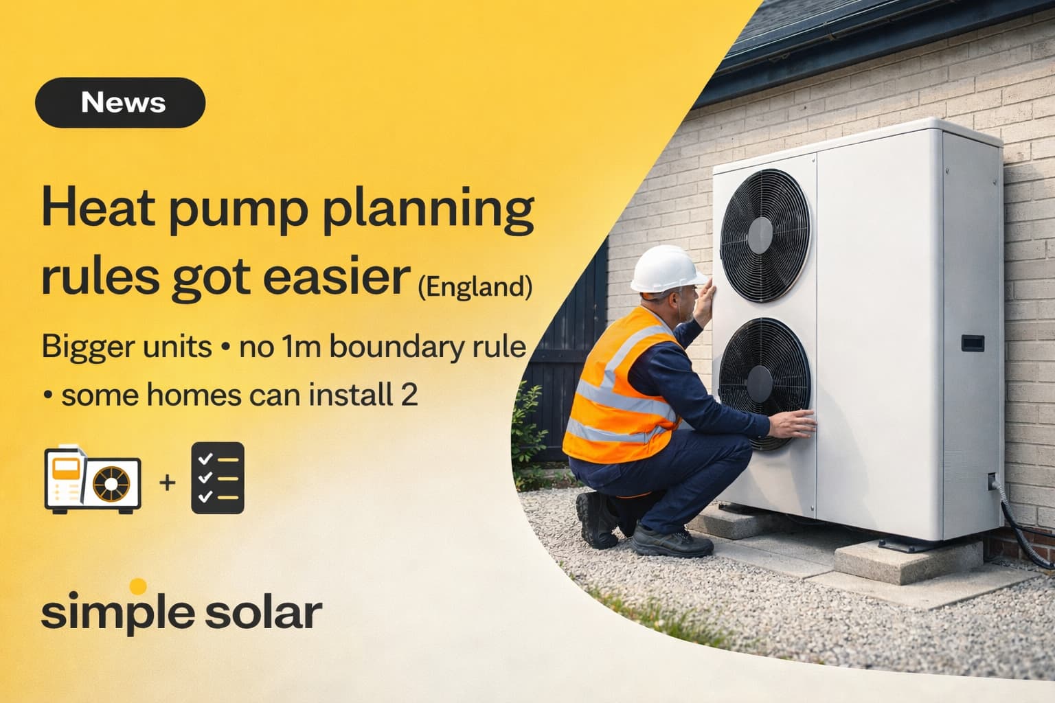 Planning rules are now easier for air source heat pumps (and EV chargers) in England