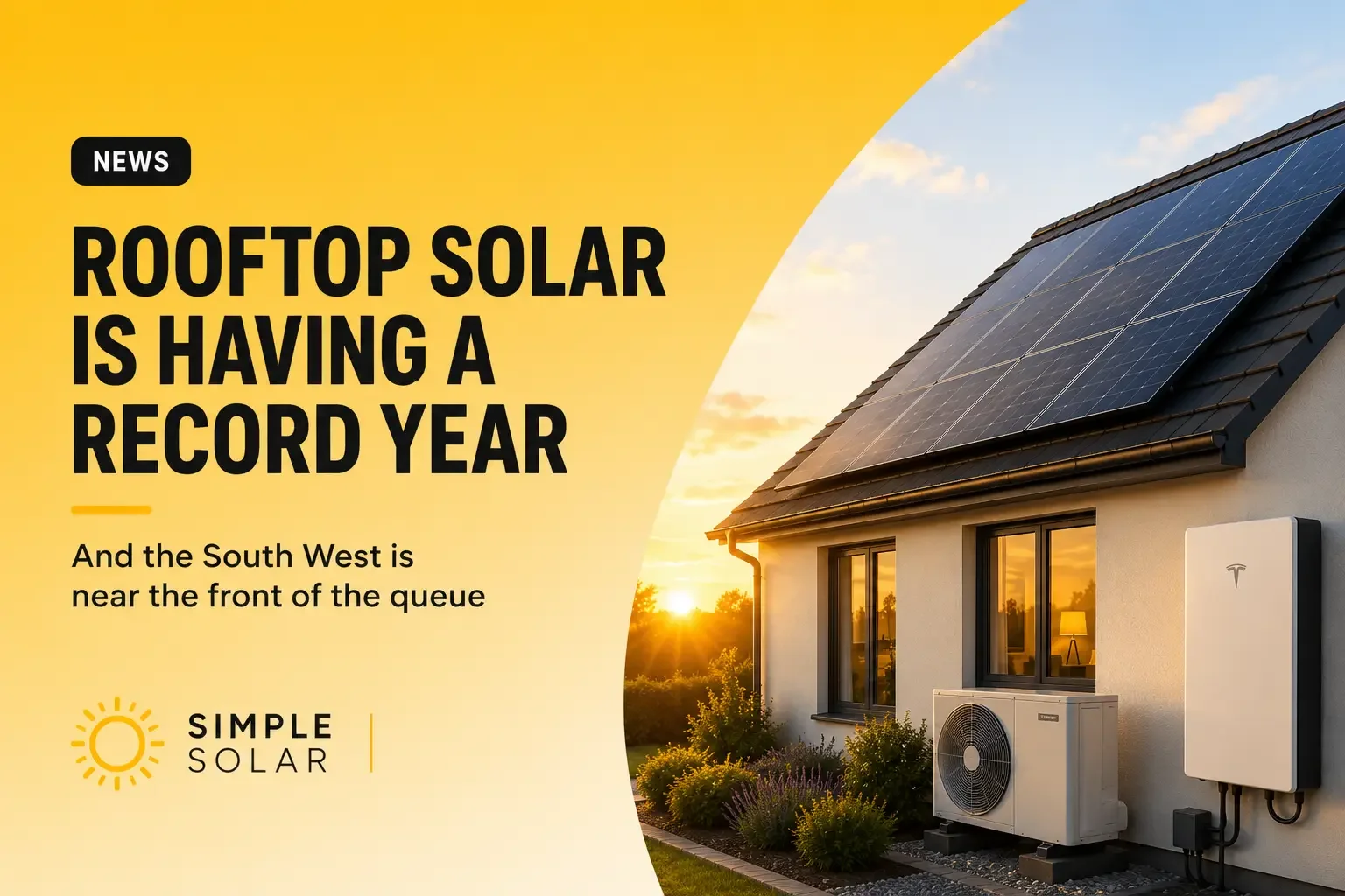 UK home with rooftop solar panels illustrating record solar installation growth in 2026 and strong uptake across the South West.