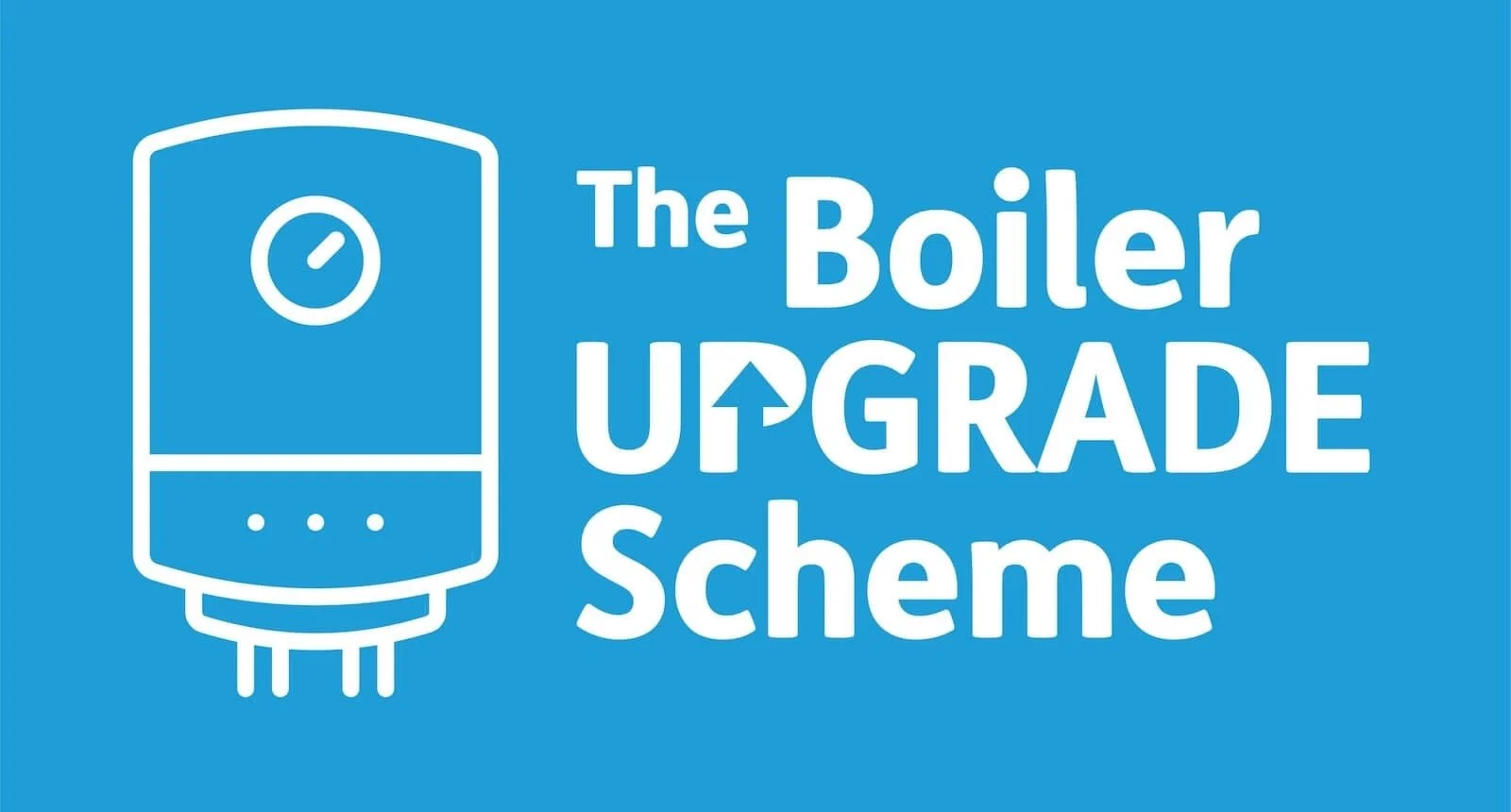 The Boiler Upgrade Scheme logo: a white boiler outline and the scheme name on a blue background