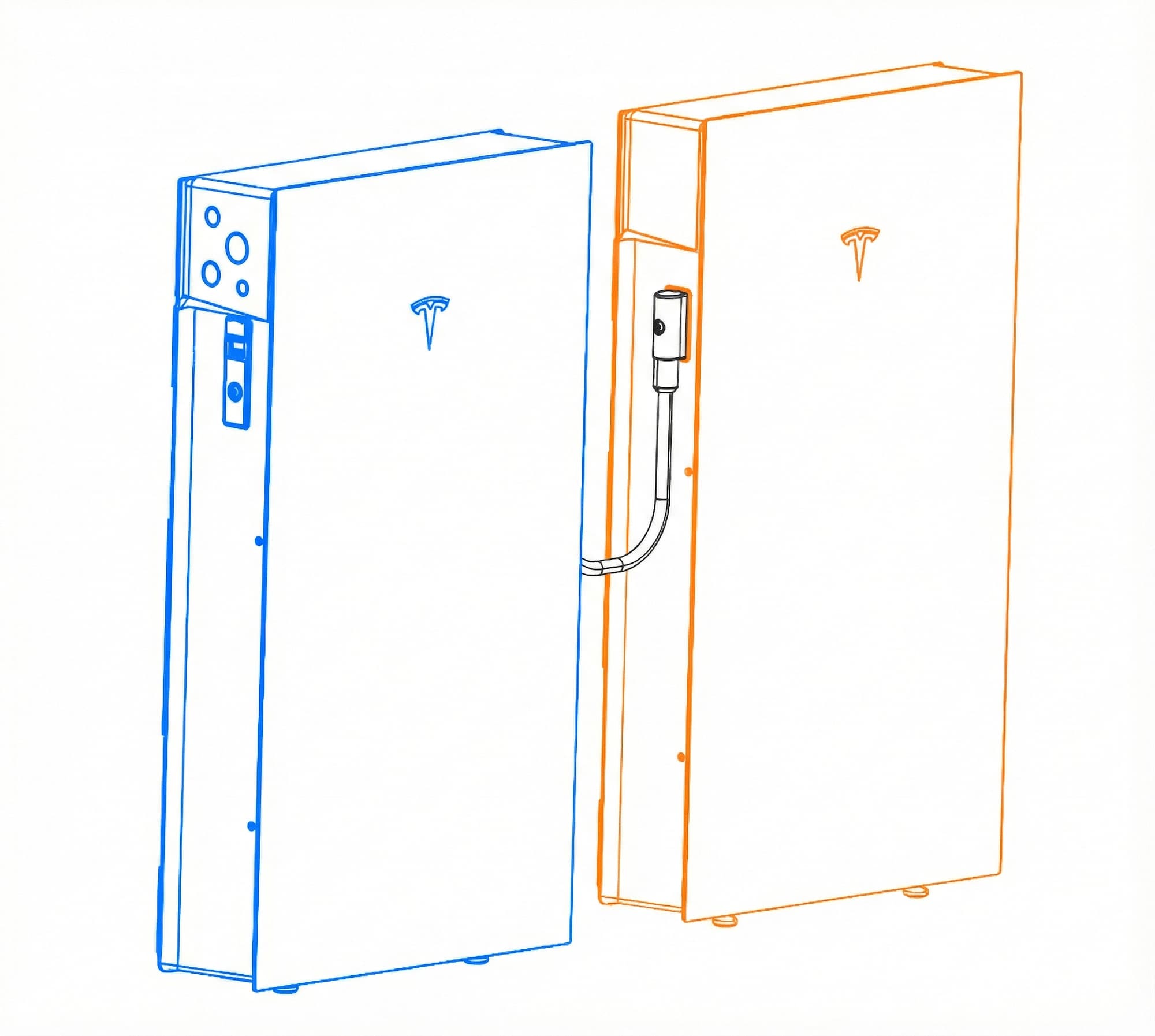 An official Tesla Energy image of a Powerwall 3 and expansion pack, installed side by side.